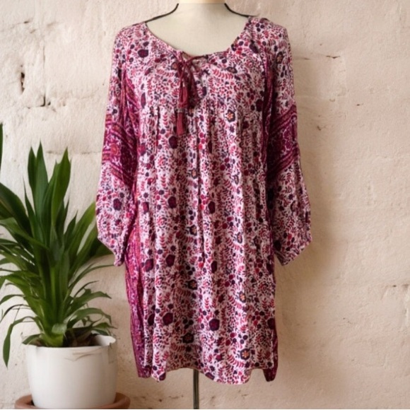 AMERICAN EAGLE BOHO FLORAL LONG SLEEVE DRESS SIZE XS - Picture 2 of 11